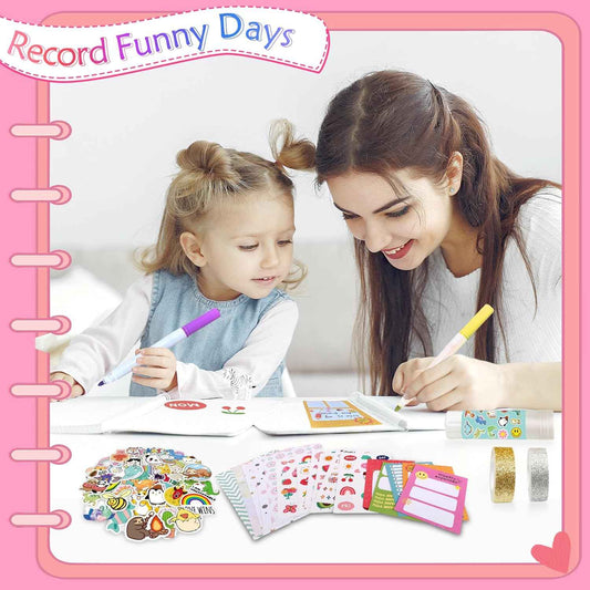 DIY Scrapbook-Tagebuch-Set für Mädchen im Alter von 6–14 Jahren, Rosa