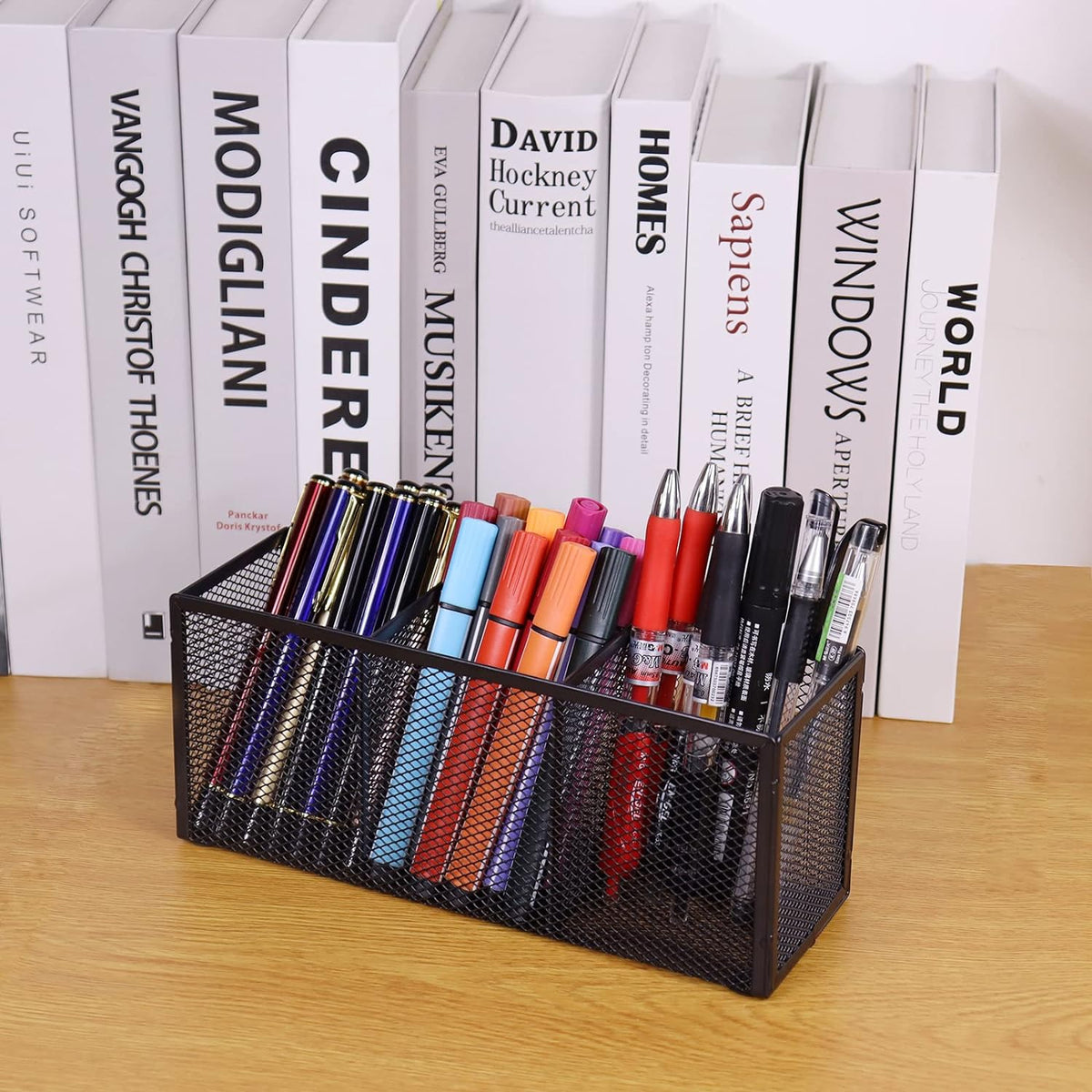 Black Mesh Pen Pencil Holder, Small Metal Desk Organizer