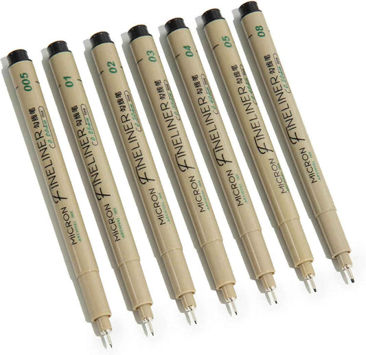 M&G 7 Stück schwarze Archivtinte Micron Fineliner Stifte