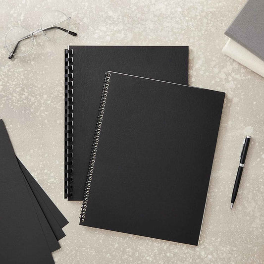 100 Pack Black 13 Mil Presentation Binding Covers and Backs (8.5x11 in)