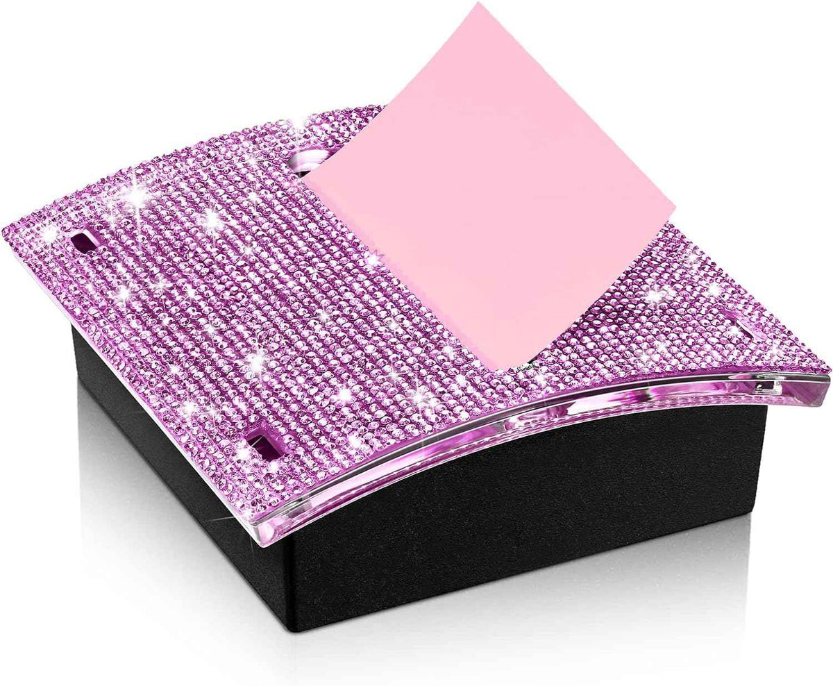 Rhinestone Self Stick Notepad Holders 4x4 Inches Memo Note Dispenser Purple