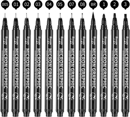 Guangna Black Micro-Pen Fineliner Tintenstifte Zeichenstifte 12er Pack
