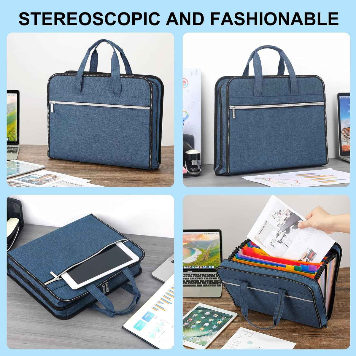 26 Pockets Expanding A4 File Folder Organizer with Handle