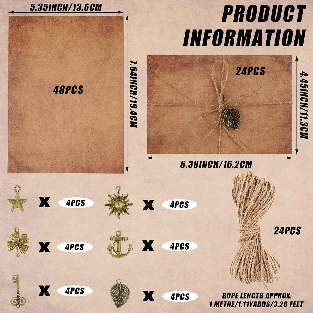 60PCS Vintage Stationary Paper and Envelopes Set