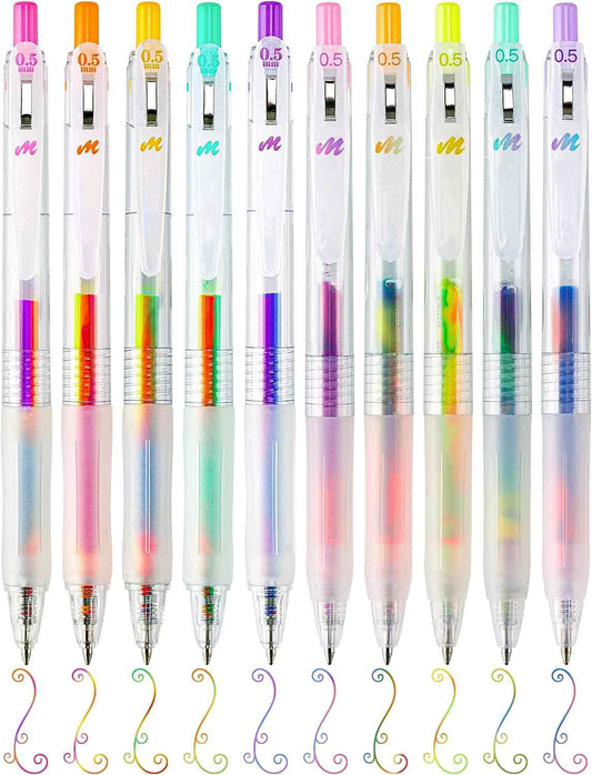 Retractable Magic Rainbow Color Gel Ink Pens 10-Pack