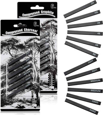 12-teiliges Graphitmaterial-Sticks, quadratisch, komprimierte Holzkohle-Set