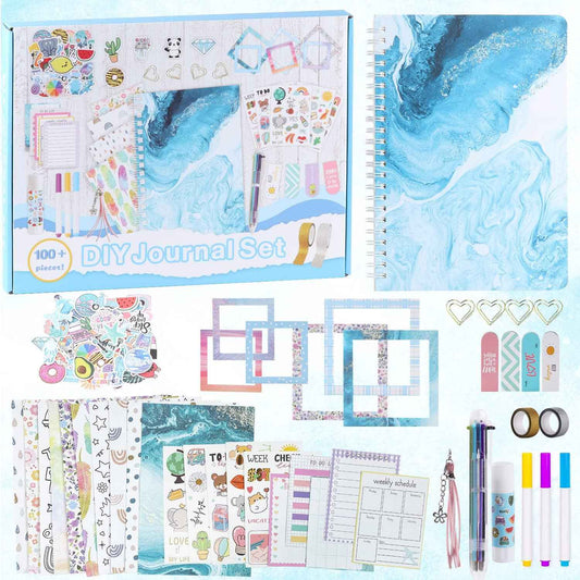 DIY-Tagebuch-Set für Mädchen im Alter von 8–13 Jahren und älter – Blue Wave