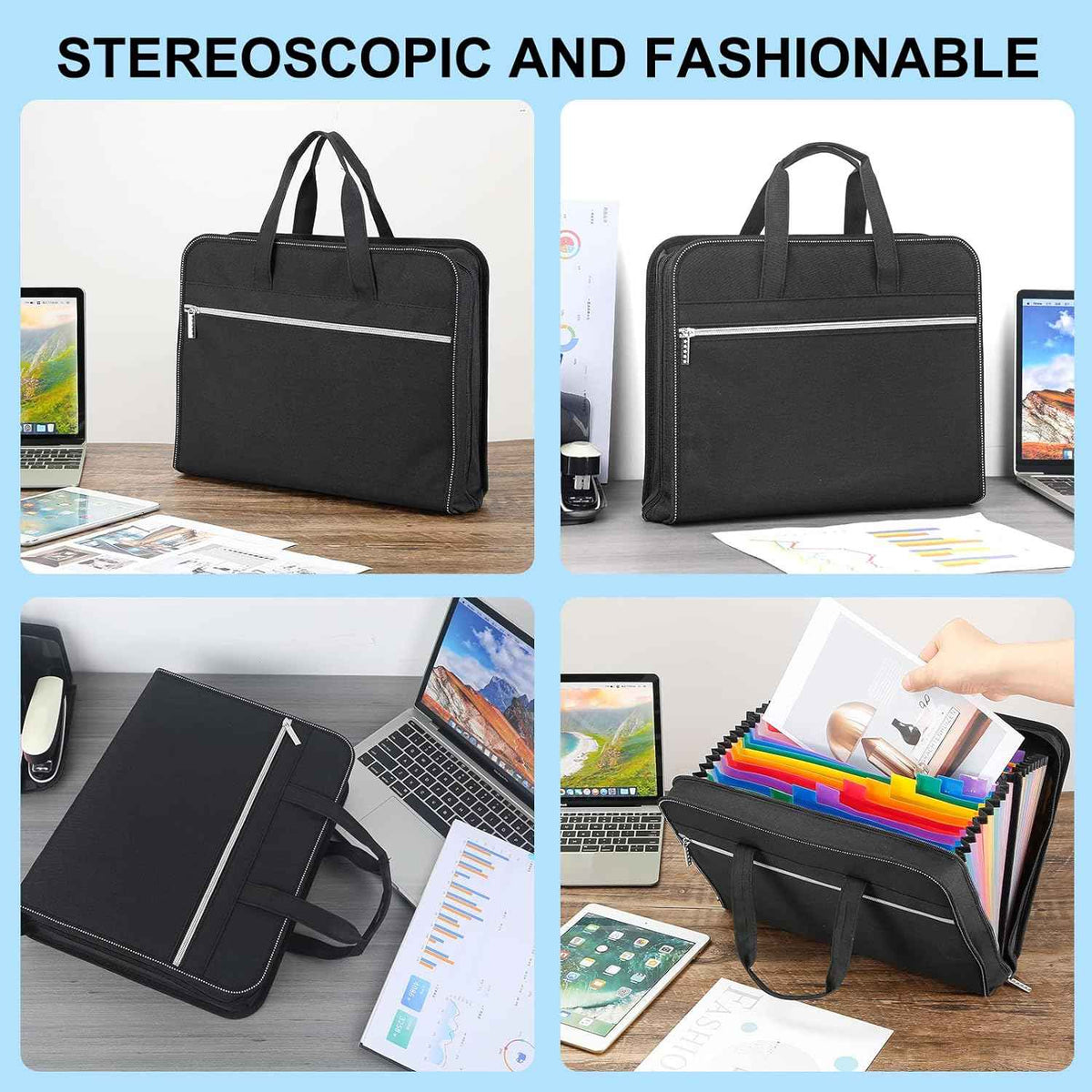 26 Pockets Expanding A4 File Folder Organizer with Handle