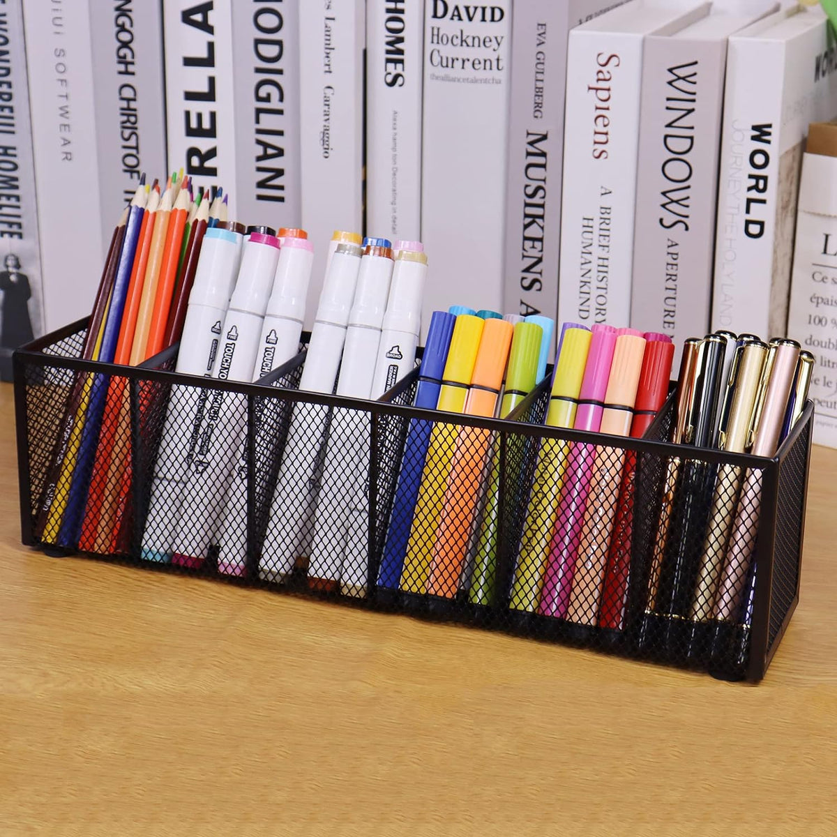 Black Mesh Pen Pencil Holder, Small Metal Desk Organizer