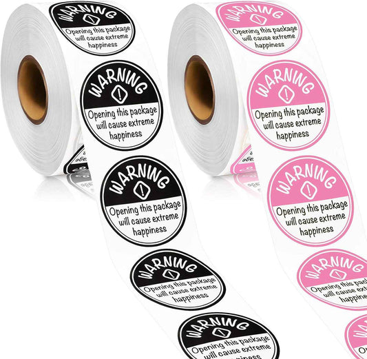 1000Pcs Extreme Happiness Stickers Round Self-Adhesive Labels 1.5 Inch Black and Pink