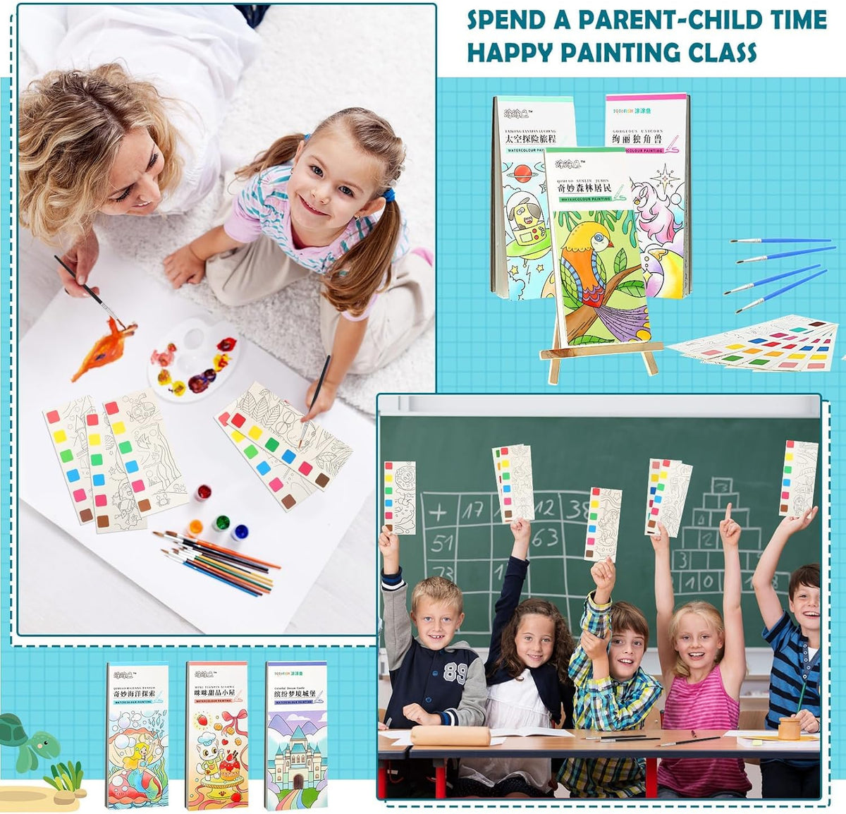 6Pcs Pocket Watercolor Painting Book for Kids