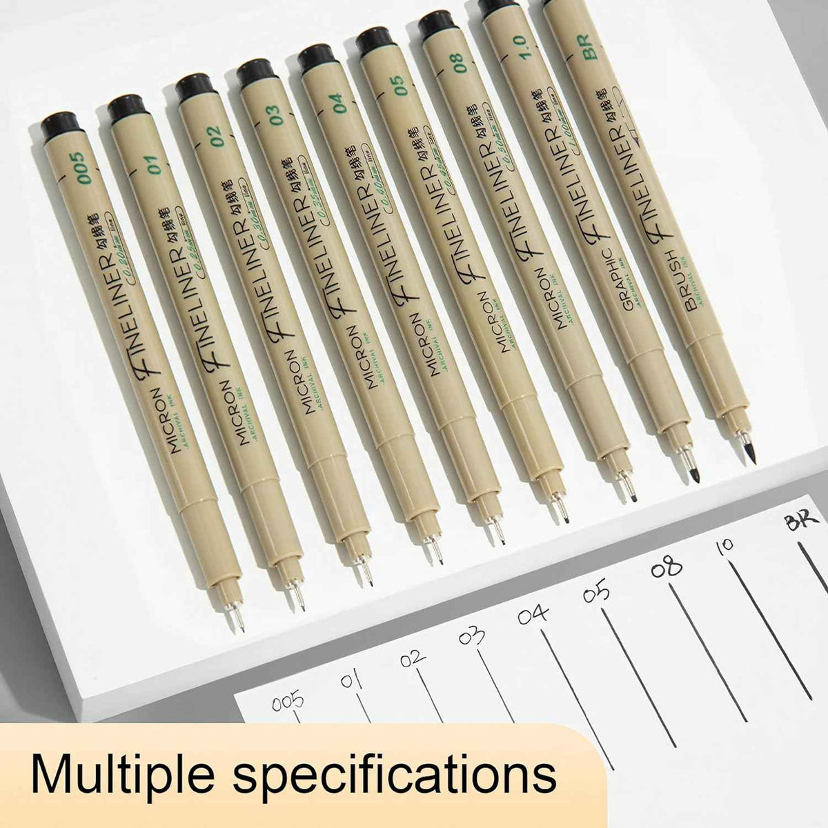 M&G 9Pcs Micron Fineliner Pens Nålespissmarkører Svart blekk