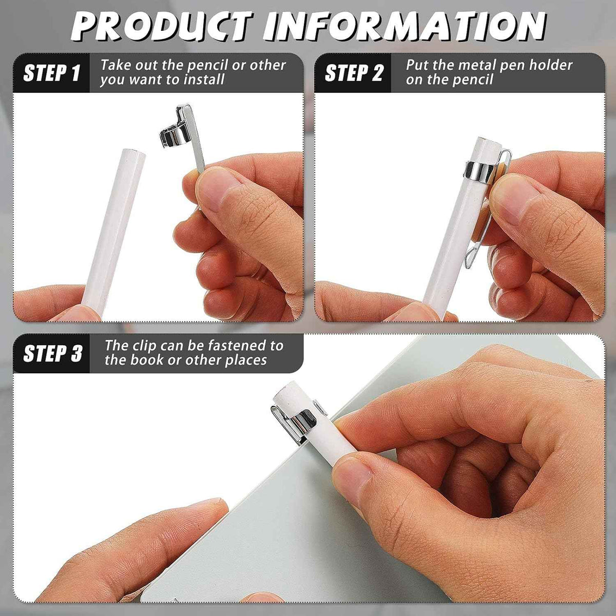 Metal Pencil Clips Slide on Pocket Epoxy Pen Clips Snap In 20 Pack